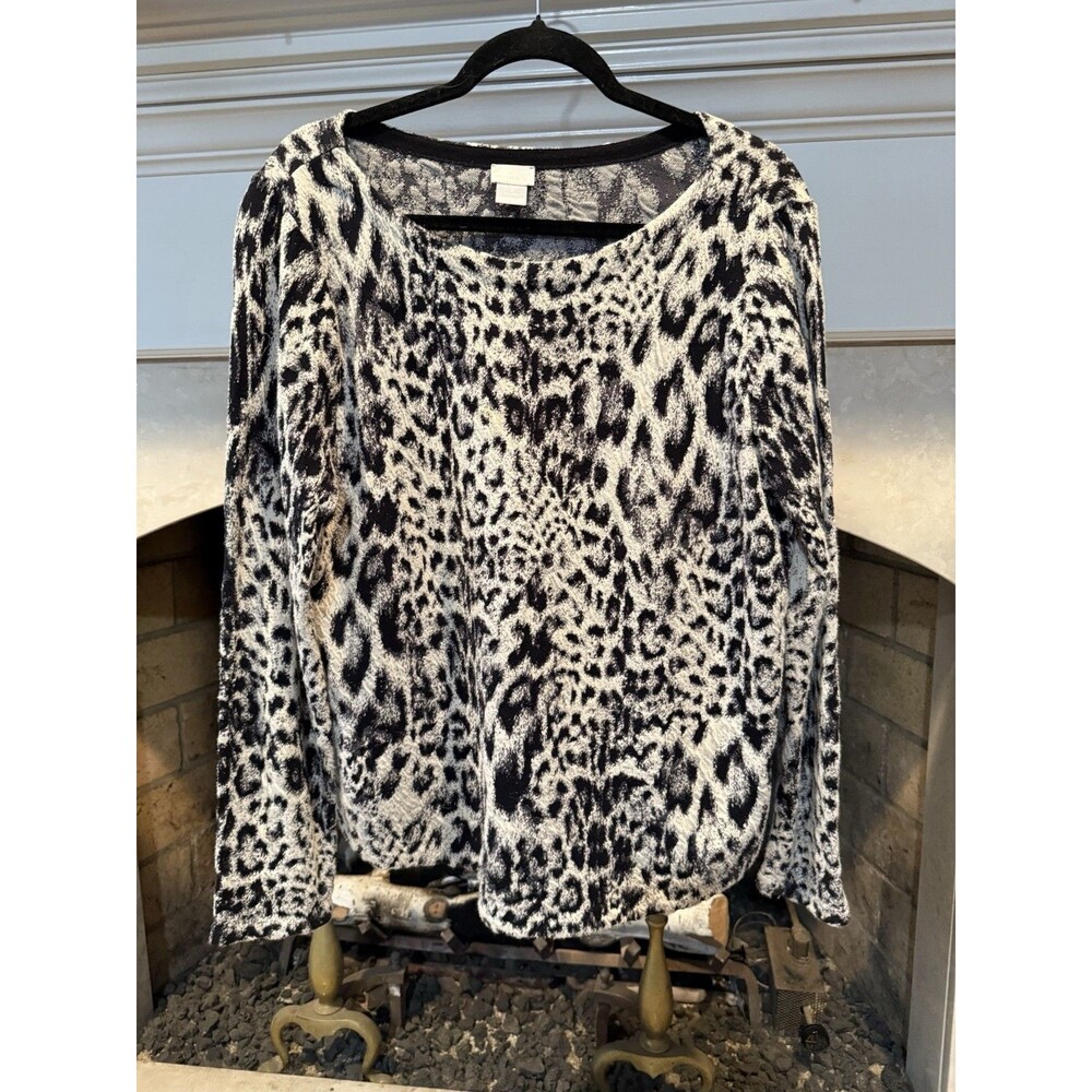 Women's Chico's Neutral Print Blouse Size 2 (womens Large)